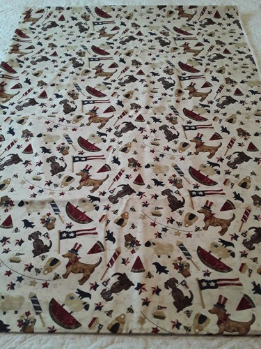 Spirit of America Folk Art Fabric Dogs Flags Celebration 4 Yds for Henry Glass - Picture 3 of 12