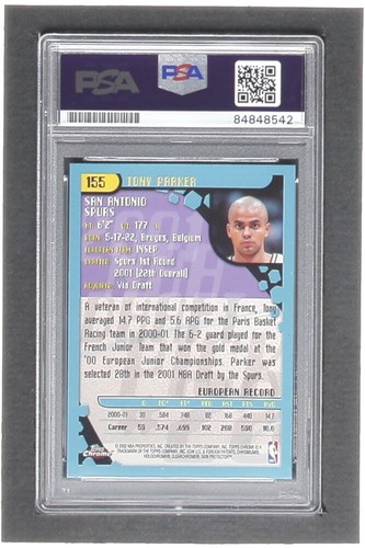 Tony Parker "HOF" 2001-02 Topps Chrome #155 Signed Autograph Rookie Card PSA RC - Picture 2 of 2