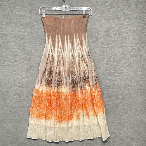 Falda de vestir convertible floral convertible de lapislázuli para anthropologie naranja bronceado talla única - Imagen 2 de 5