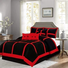 Empire Home Red And Black Dawn 7-piece Soft Winter Bedding Suede Comforter Set 