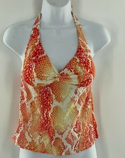 Victoria's Secret Women Small Tankini Top Halter Orange Built-In Bra Swimwear