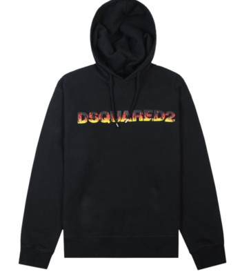 D QUARED FIRE LOGO PULLOVER DAMEN SCHWARZ ÜBERGRÖSSE UK10 KLEINE UVP £ 399 #M16