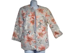 Women's Open Front 3/4 Sleeve Lined Hibiscus Print Casual Spring Blazer Size 8
