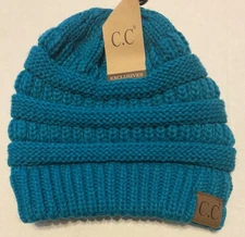 NWT CC Beanie Trendy Warm Chunky Soft Stretch Cable Knit Beanie In Teal