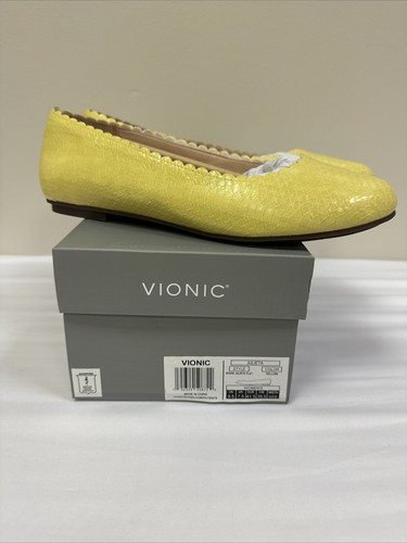 Vionic Spark Julieta Ballet Flats Loafers Shoes Women’s Size 9.5 Wide Yellow