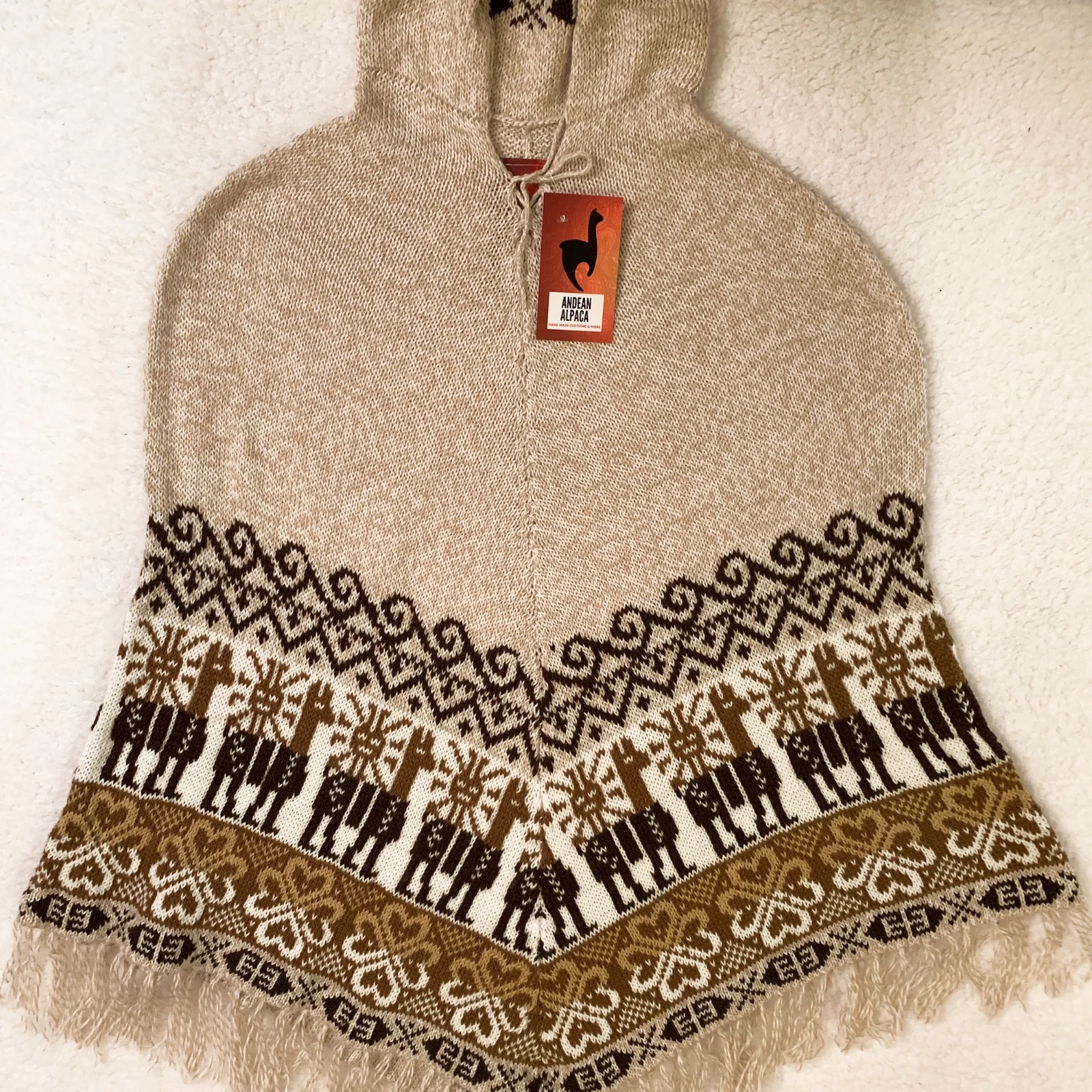 ANDEAN ALPACA HANDMADE WOMEN CAPE COAT PONCHO SIZE S M
