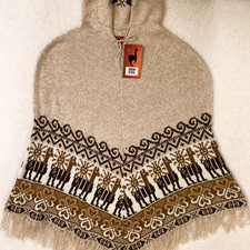 ANDEAN ALPACA HANDMADE WOMEN CAPE COAT PONCHO SIZE S M