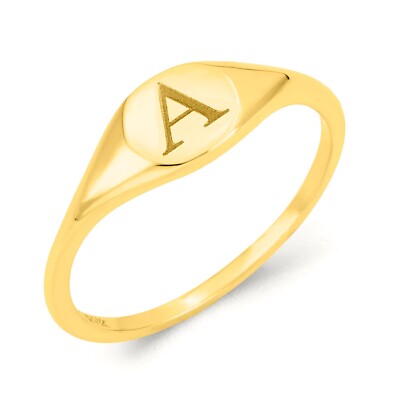 Real Solid Gold Ring Personalized with Engraving A-Z Initial in 10k or 14k