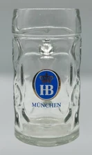HB Hofbrauhaus Hofbrau München Dimpled Glass Beer Mug Stein  German .5 L