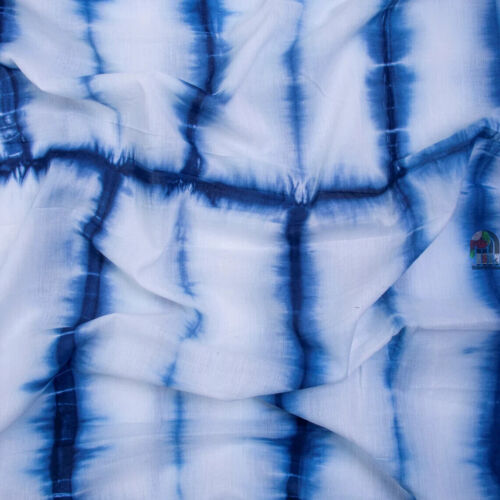 2.5 Yard Shibori Dyed Blue Tie Dye Cotton Fabric For Summer Women Dressmaking - Picture 1 of 5