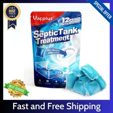 Vacplus Septic Tank Treatment 12 Pcs for 1-Year Supply, Dissolvable Packs NEW!!!