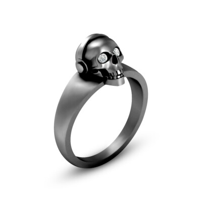 Skull Wearing Headphone Ring Music Lovers Skull Jewelry Gothic Wedding Ring Gift