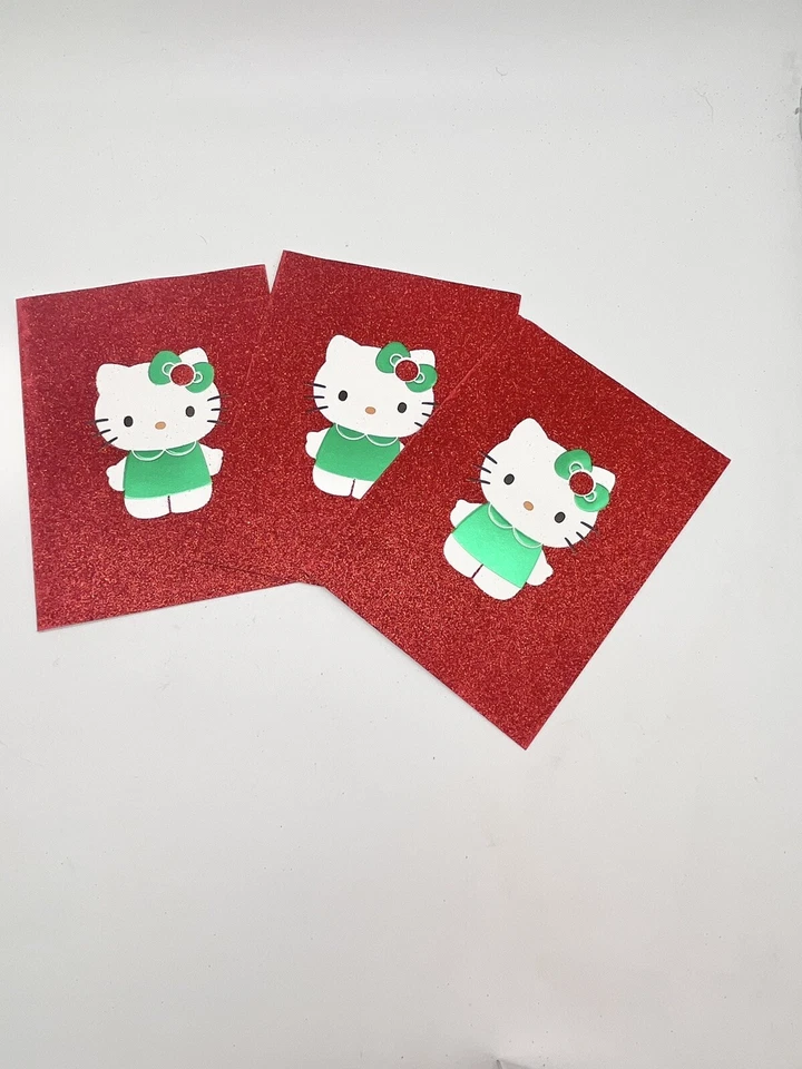 Hello Kitty Red Glitter Christmas Card Papyrus With Envelope Seal 10 Count - Image 3 of 4