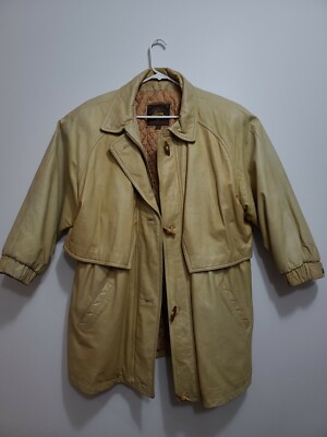 MENS VTG WILSONS ADVENTURE BOUND tan LEATHER DBL BOMBER/MOTO JACKET (Size XL)