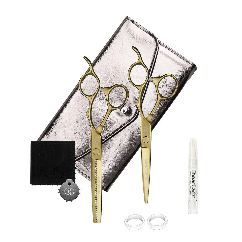 Olivia Garden Silk Cut PRO Matte Gold Hair Scissors Set / Hair Scissors + Thinning Shears