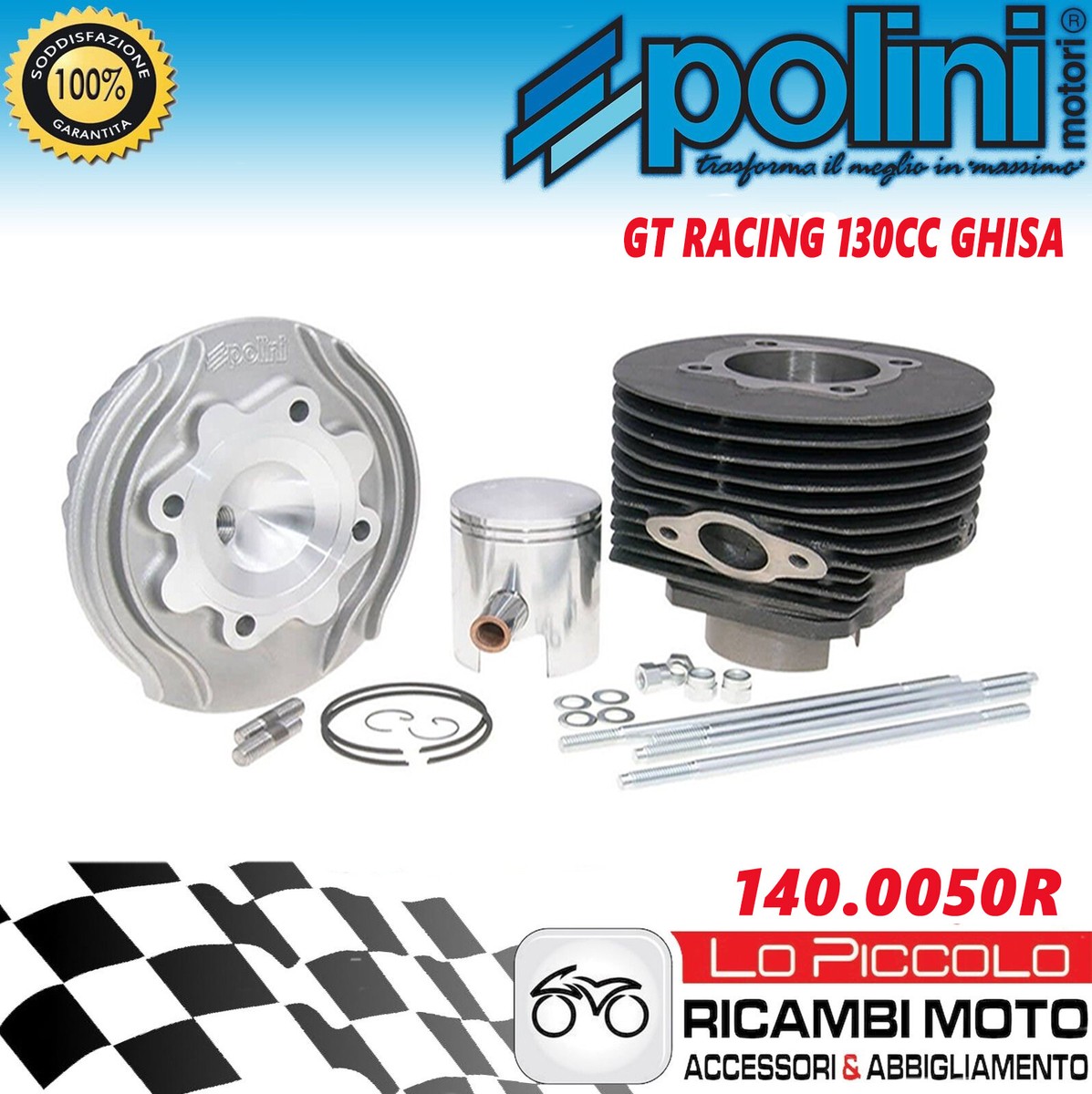 Polini 1400050R Cylinder 130cc ET3 for Vespa Special Elestart