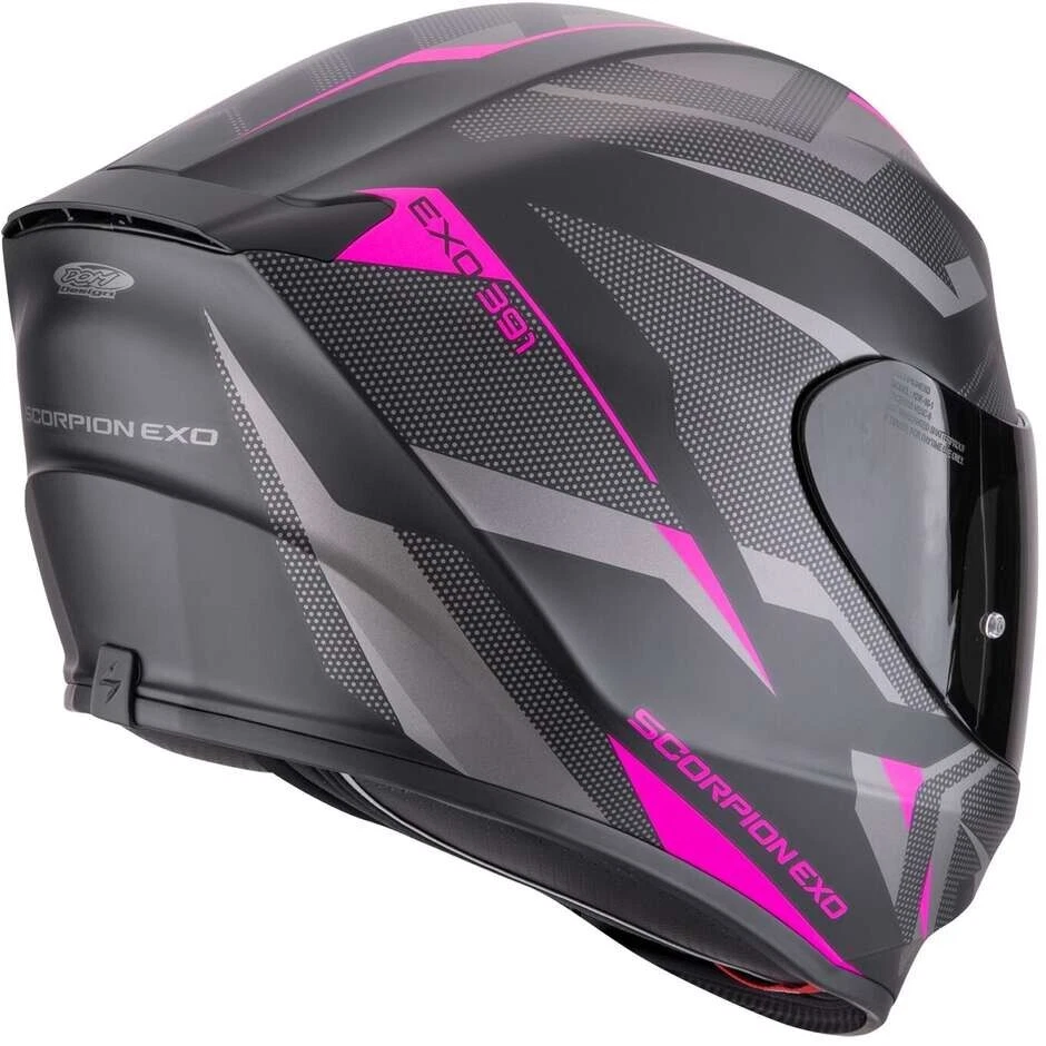 CASCO HELMET MOTO INTEGRALE SCORPION EXO 391 AAXO NERO OPACO ROSA TG M - Immagine 2 di 3