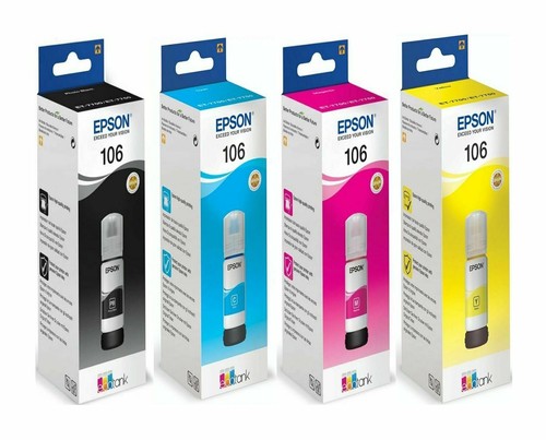 Original Epson 105, 106, botella de tinta T00Q1, T00R1, T00R2, T00R3 T00R4, T00R6, LOTE - Imagen 8 de 9