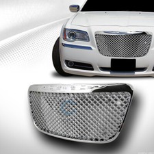 For 11-14 Chrysler 300 300c Chrome Mesh Front Hood Bumper Grill Grille Guard Abs