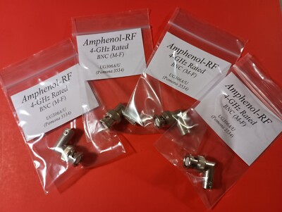 Qty 4: NEW Amphenol 4-GHz BNC Male/Female Right Angle Adapter (Pomona 3534) Xlnt
