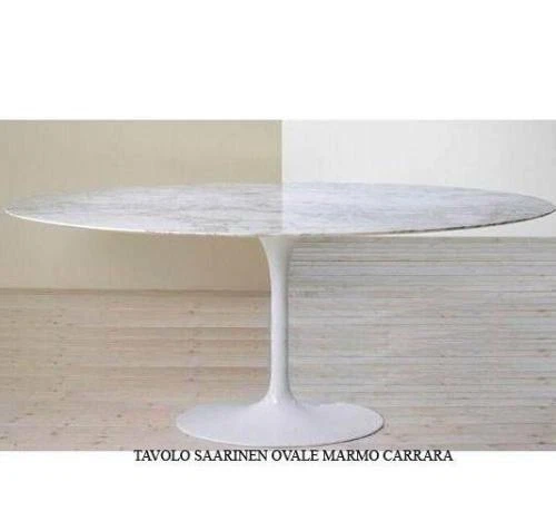 TISCH TULPE OVAL, DESIGN EERO SAARINEN, FLÜSSIGLAMINAT WEISS/SCHWARZ, 169x111