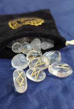 Crystal Clear Quartz Rune Sets Healing Crystals 25 Pieces Engraved Tumbled runes