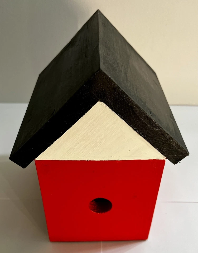 Handmade Birdhouse Red Black And White Made In USA - Image 2 of 4