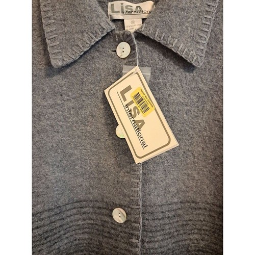 Vtg Lisa International Ombré Grey Boiled Wool Jacket Women's Size Small Buttons - Picture 4 of 6