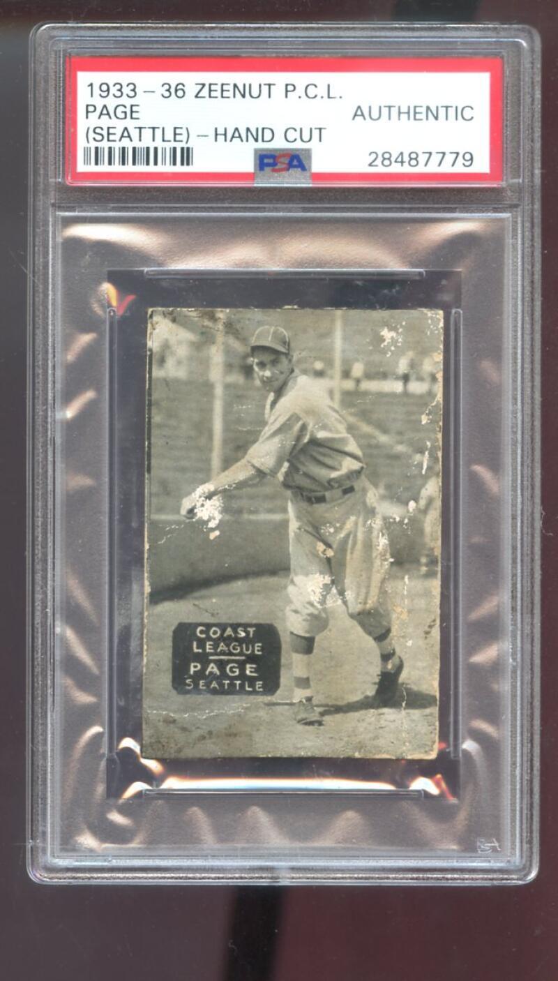 1933 1936 Zeenut Phil Page PSA A Graded Baseball Card Pacific Coast