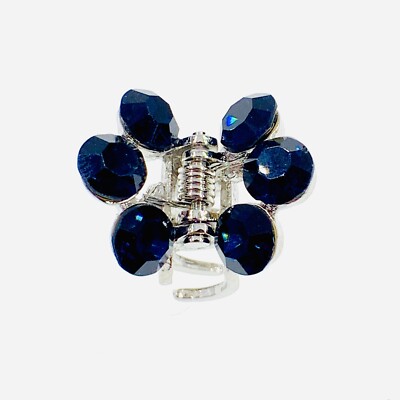 Small Metal Vintage Hair Claw Jaw Clip Rhinestone Crystal Hairpin Nave Blue S19