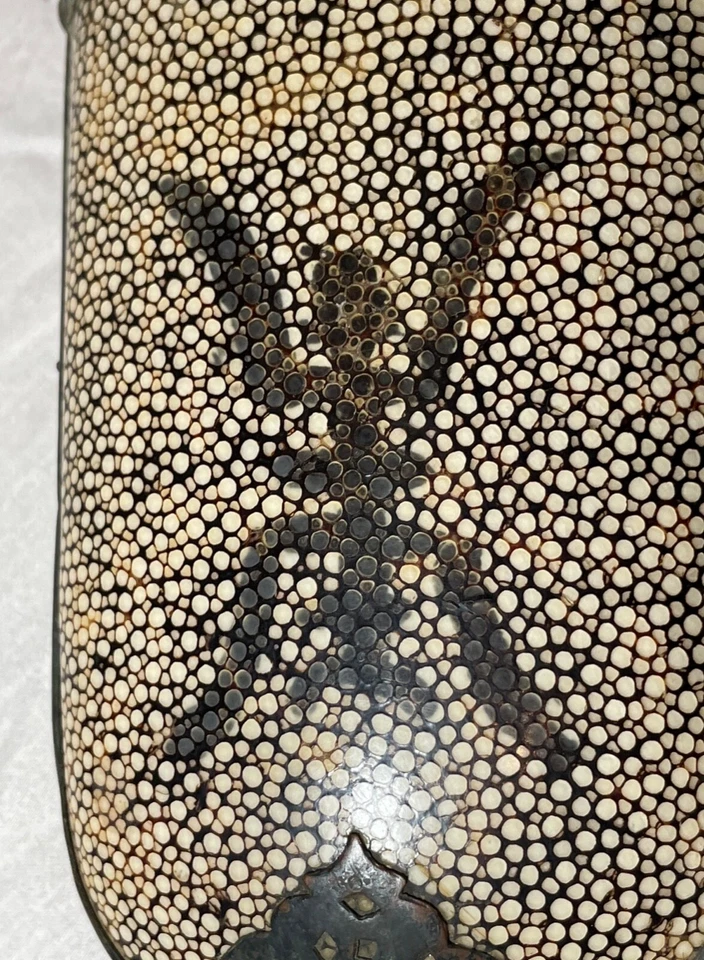 Raro Antiguo Siglo XIX Chino Bronce Shagreen Raya Gafas Estuche Soporte Foto 3 de 4