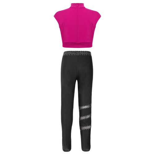 Kids Girls Outfits Jogging Dancewear Ice Figure Skating Sportswear Performance - Picture 23 of 45