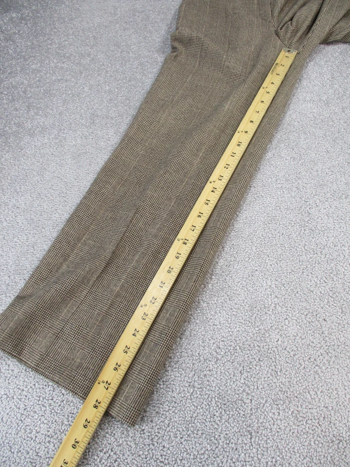 Pantalones de vestir Gunex para mujer 4 marrón a cuadros mezcla de lana pierna ancha Foto 4 de 4