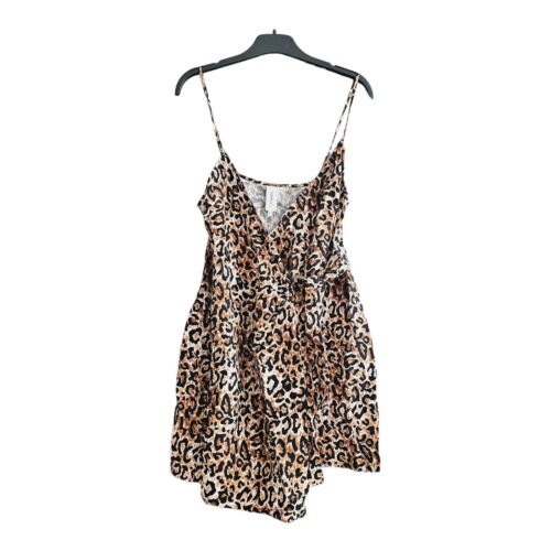 NEW TIGERLILY 'Divya' Wrap Micro Mini Dress leopard linen $169 women's size 12