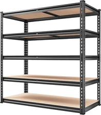 2000LBS Garage Shelving 72''H Storage Shelves Heavy Duty Shelving 5 Tier Metal S