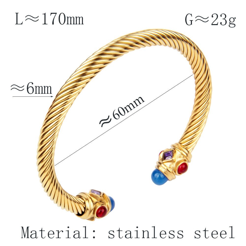 Bohemian style 18K gold braided steel wire open ended bracelet eBay