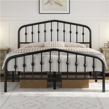 Twin/Full/Queen Bed Frames Metal Platform Bed with Arched Headboard/Footboard