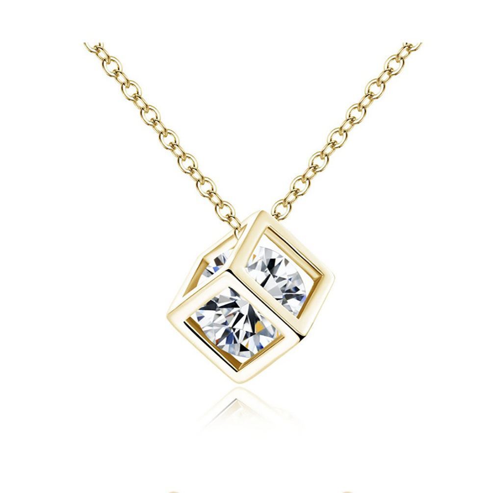 Collar Cubo de Oro Corazón con Cadena Encantadora Joyería Precio de Oferta Stock del Reino Unido