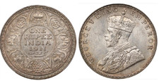 British India, 1911 B George V Rupee. PCGS MS 63. 5,143,000 Mintage.