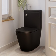 Matt Black Close Coupled Closed Back Toilet with Chrome Fit BUN/MBLEGCBPAN/97813