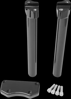 DS Blk Gloss12in Straight Handlebar Riser Top Clamp Kit Super Glide CVO 99-00