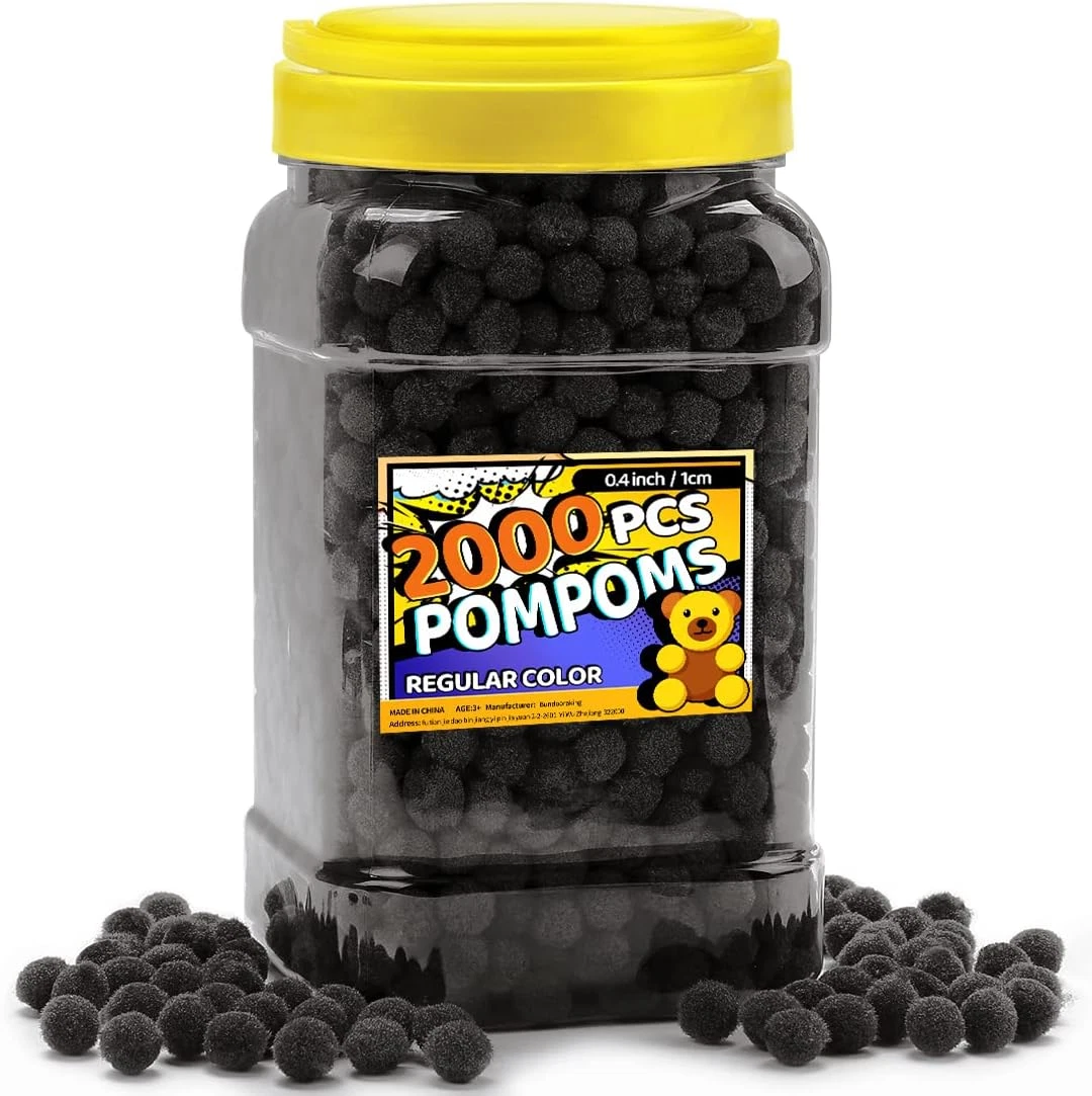 600 Pompones De Fieltro Negros De 1 Cm - Bolitas Para Manualidades, Decoración Y Proyectos DIY