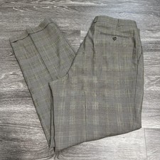 Vtg Chaps Ralph Lauren Pleated Pants Men’s Size Glen Plaid 100% Wool Cuff