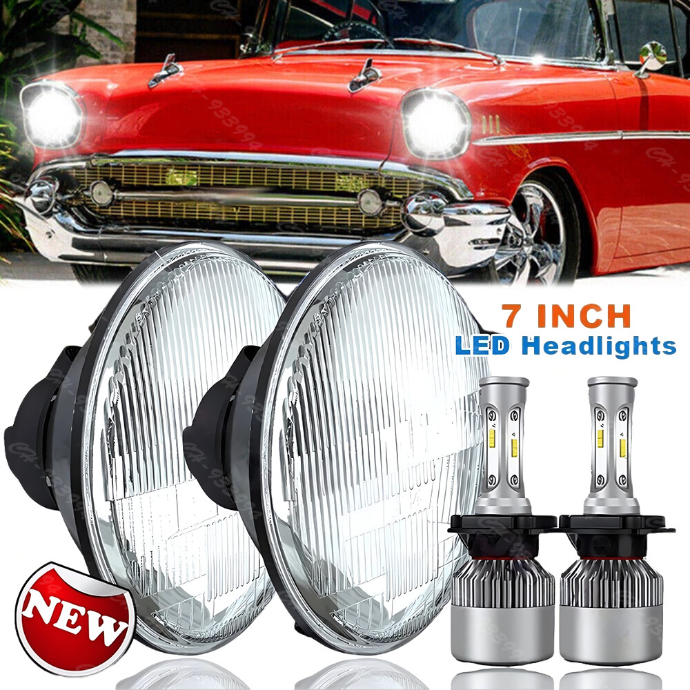2pcs 7" Round LED Headlights HIGH/LOW Beam for Chevrolet Bel Air 1950-1957