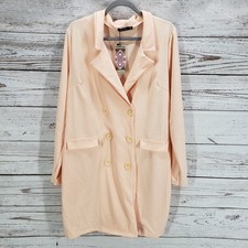 Boohoo New Flawed Plus Laura Scuba Baby Pink Blazer Dress Size 20