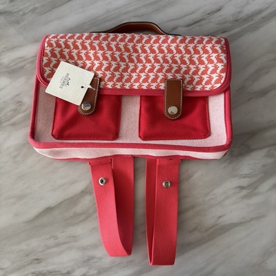 Trim Red Hermès Toile and Barenia Animaux Pixel Backpack Leather