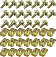 40PCS M6 Car Body Bolts U-Nuts Clips Kit for Bumper Fender Engine Splash Shield