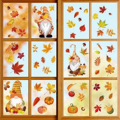 Fensterbilder Herbst Deko Aufkleber 93 Stück PVC Fenster Herbstdeko Thanksgiving