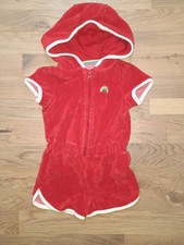 18 - 24 m Little Bird By Jools Oliver Red Towelling Playsuit Hood 2010s Vintage