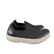 Oofos OOmg Eezee Low White Black Shoes Comfort Recovery Slip-on Sneakers Women 8